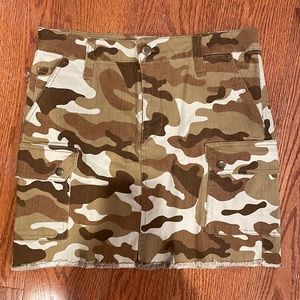 Brown and tan denim skirt from fashion nova